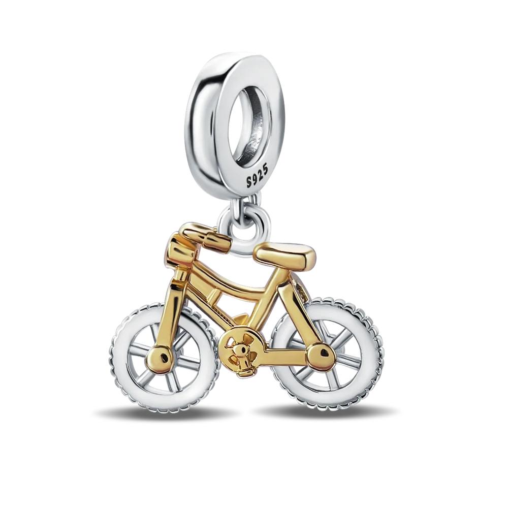 Sweet 925 Silver Car Charms Bicycle Pumpkin Carriage Ring Beads Pendant Fit Bracelet Necklace DIY Jewelry Gift