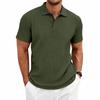 Men's Textured Vertical Stripe Polo Shirt - Summer Short Sleeve Lapel Tee, Breathable & Casual