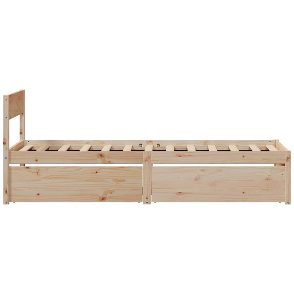 Vidaxl Estructura de Cama Sin Colchón, 75X190 Cm, Madera de Pino Maciza