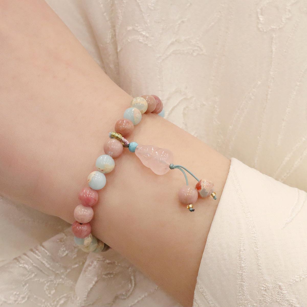 

Stone bracelet natural powder crystal bracelet. Bangles Women Fashion Jewelry accessories Gift