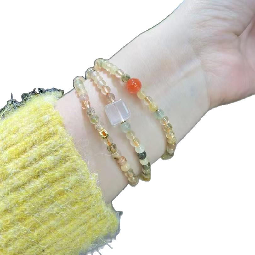 Natural Phantom Quartz Multi-Gem Bracelet: Stylish & Versatile Crystal Jewelry for Women