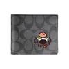 Coach [Customized Bag] 3 IN 1 Wallet MAY All the Way Gothic Oracle Leather Wallet Men's Black Peach Puppy