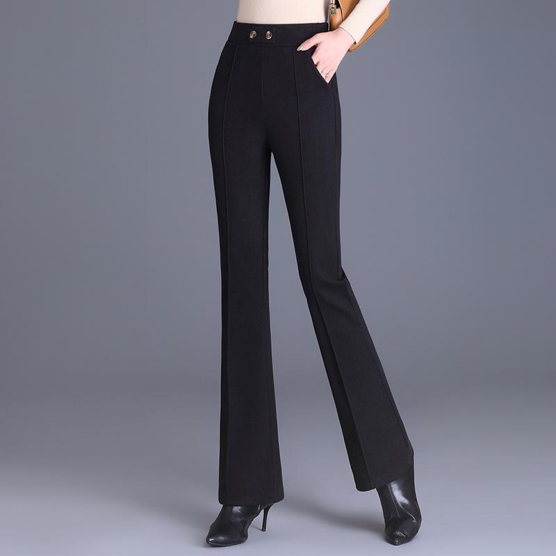 

High-Waisted Wool Flared Pants - Autumn/Winter 2024 Collection: Slimming, Casual, Micro-Flare Design. 2XL [125-140 jin]