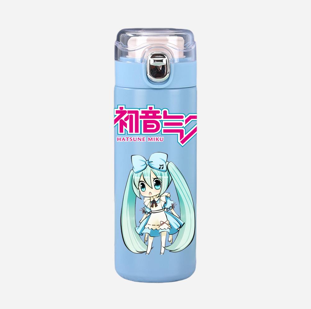 Tazza Termica Stampata Anime Hatsune Miku Portatile Acciaio Inossidabile 400ml Borraccia Anti-perdita Tazza da Campeggio Regalo