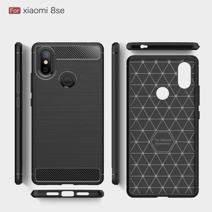 Coque - Xiaomi - Mi 8 SE - Fibre carbone - Antichoc - Souple - Bleu marine