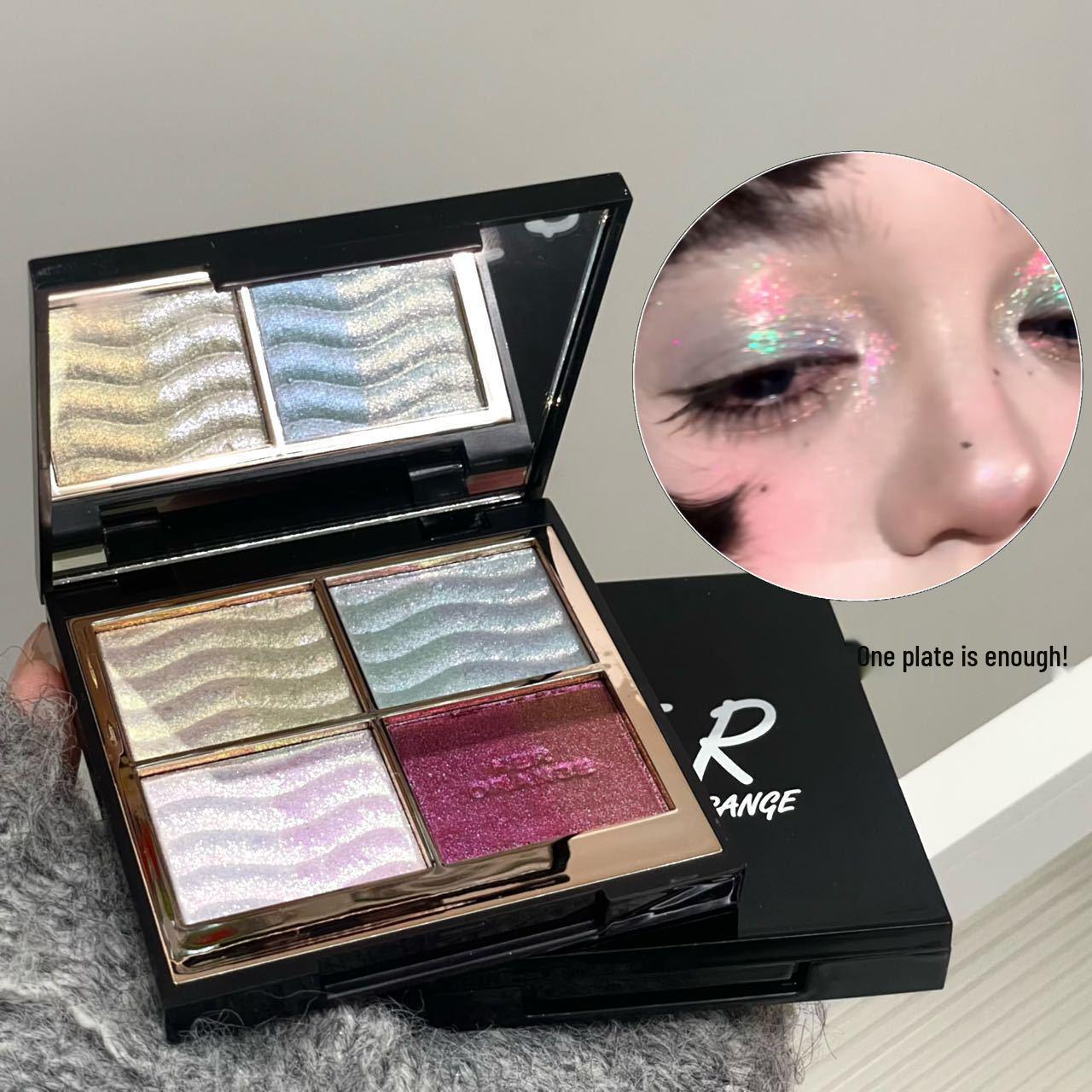 HERORANGE Color-Changing Dragon Eye Shadow Palette: Pearlescent, Super Sparkle, Color-Blocking Brightening Highlight Eyeshadows. 4*3g