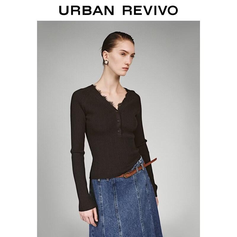 UR Women s V-Neck Knit Sweater with 3D Pattern XS