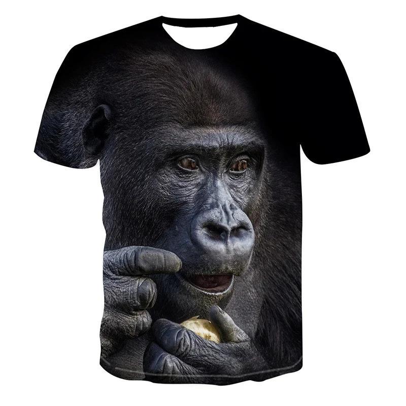 Summer Fun Gorilla Monkey T-Shirt Animal 3D Printing Street Style Men's and Women's Short Sleeve T-Shirt