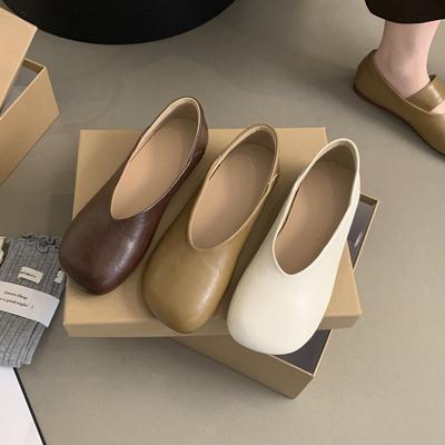 Chaussures à bout peu profond style vent du soir français pour femmes, édition coréenne printemps et automne, chaussures de grand-mère, chaussures plates à un seul bouton Doudou pour femmes