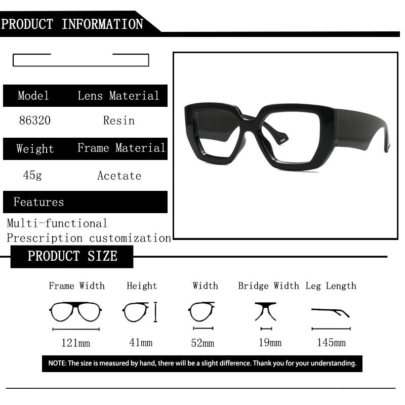 Brand Design Women Oversized Eyeglass Wide Edge Frame Anti Blue Light Short Sight Prescription Photochromic Myopia Man Glasses