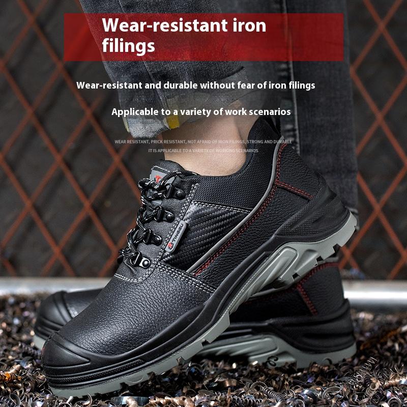 High and Low Cylinder Anti-static Cowhide Solid Steel Head Steel Plate Anti Smashing and Anti Piercing Safety Shoes