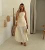 2025 Summer European & American Style Elastic Knitted Tube Top & Midi Skirt Set