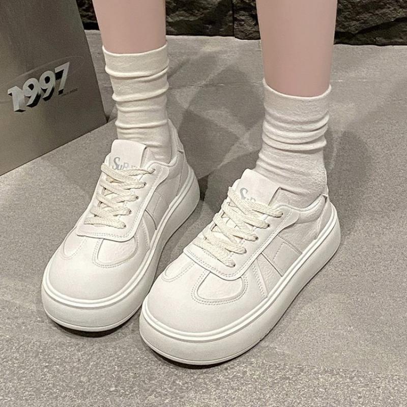 

Весна, Лето, Осень и Зима Женская Обувь Женские Кроссовки Белая Обувь Низкий верх Круглый носок Увеличивающая рост Повседневная обувь 40 слоновая кость