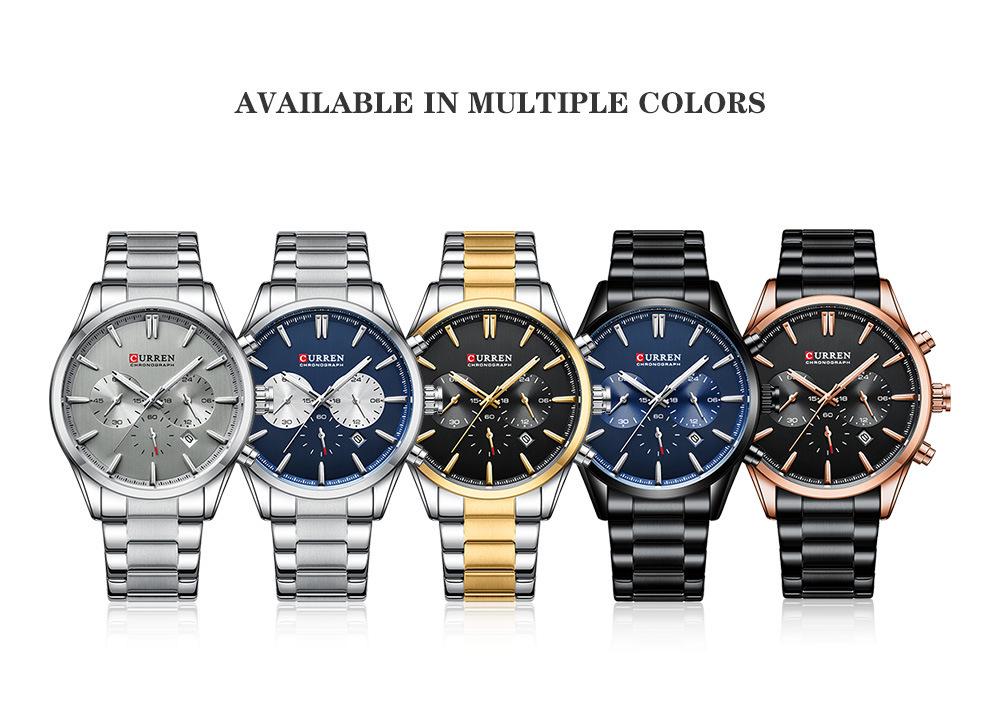 CURREN 8446 Men's Multi-Function Quartz Steel Band Sports Watch