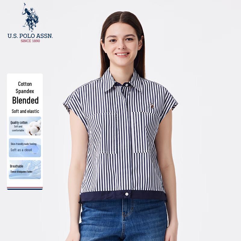 

U.S. POLO ASSN. Women s Ice Silk Cooling Striped Sleeveless Shirt L