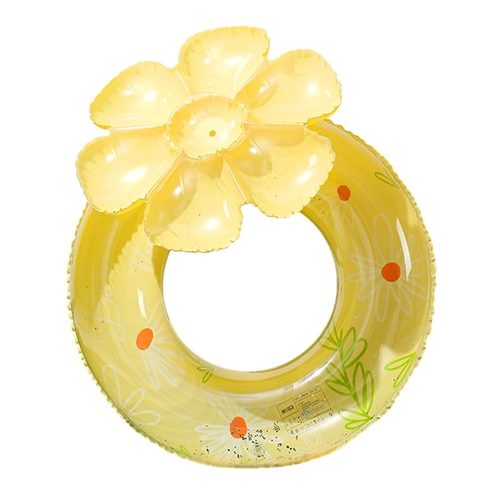 Swimming Ring Swim Circle with Daisy Decor Pool Foats Adult Kids Inflatable Pool Tube Giant Float Boys Girl Water Toy Swim Laps