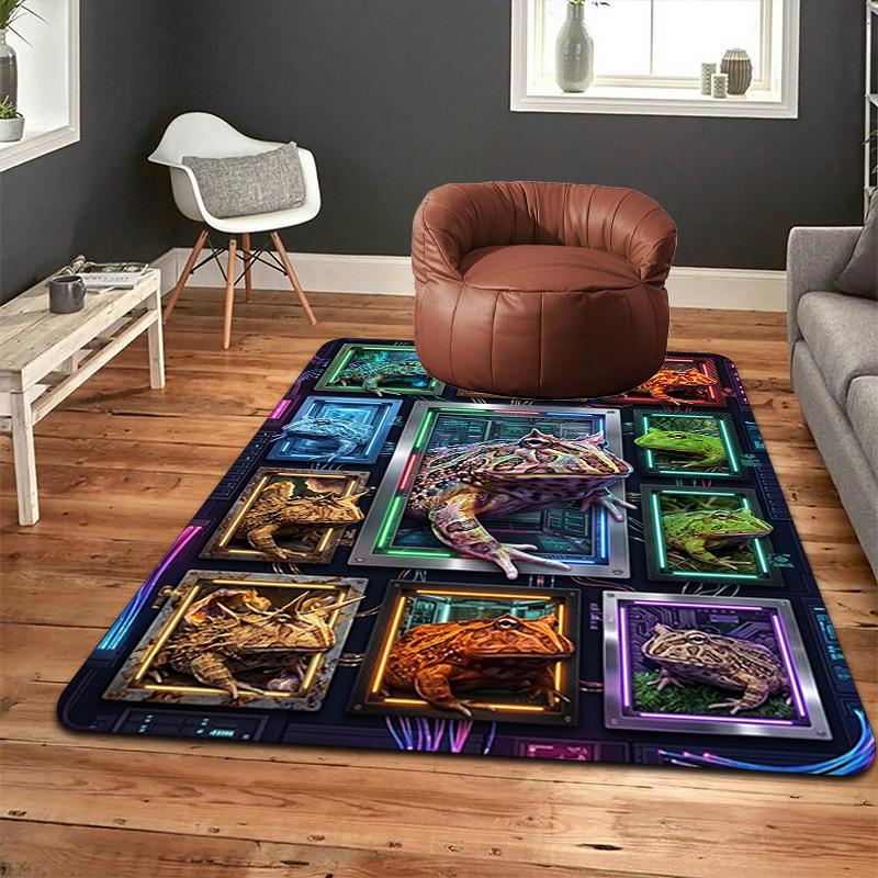 Frog Species Digital Frames Pattern Rug Floor Mat for Living Room or Bedroom Soft and Comfortable Carpet a Gift for Birthday and Holiday.
