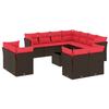 VidaXL Salon de Jardin avec Coussins 12 pcs, Canapés de Terrasse, Ensemble de Meubles d'Extérieur Patio, Moderne, Marron 3218524