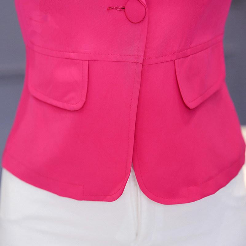 Summer Small Suit Thin Female Jacket Short Slim Candy Color Short Sleeve Suit Women Solid Color Tops
