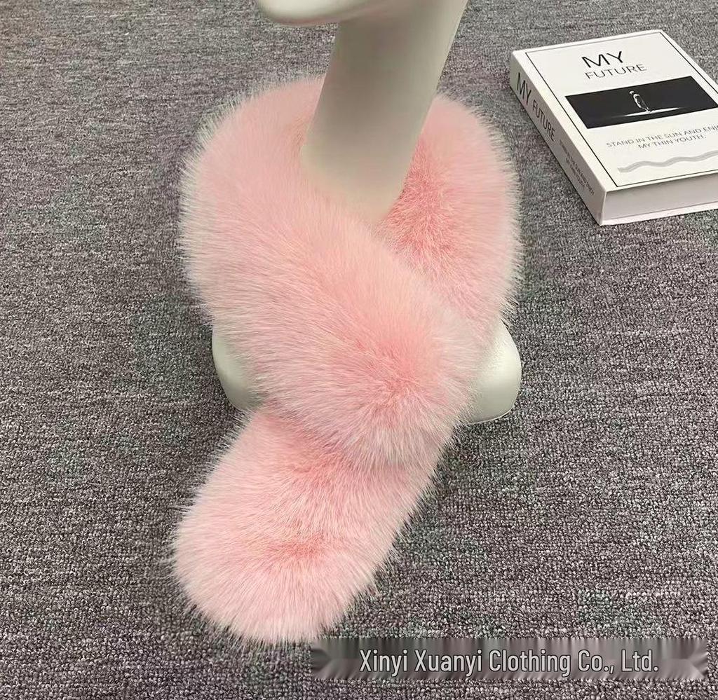 Korean Style Faux Fur Scarf: Double-Sided, Versatile Neck Warmer for Autumn and Winter