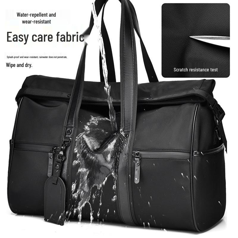 Large Capacity Men's Oxford Cloth Travel Bag: Expandable Shoulder Bag with Wet/Dry Separation for Business Trips and Gym.