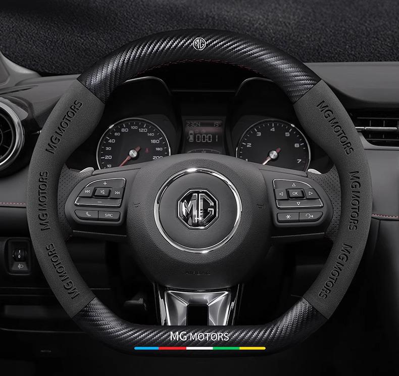 MG ZS6 & Scorpio Navigator ONE Suede Steering Wheel Cover - Magnolia 5 Model