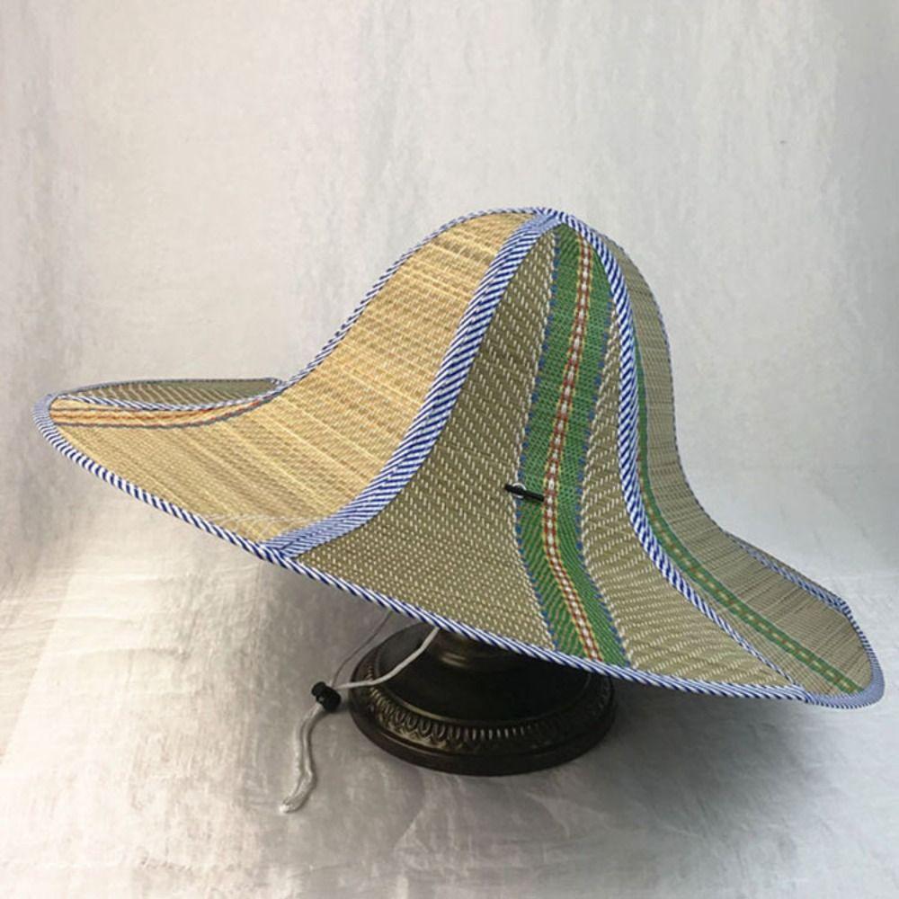 2Pcs Adjustable Foldable Straw Sun Hat Breathable Fishing Sunshade Caps Wide Brim Hat  Summer