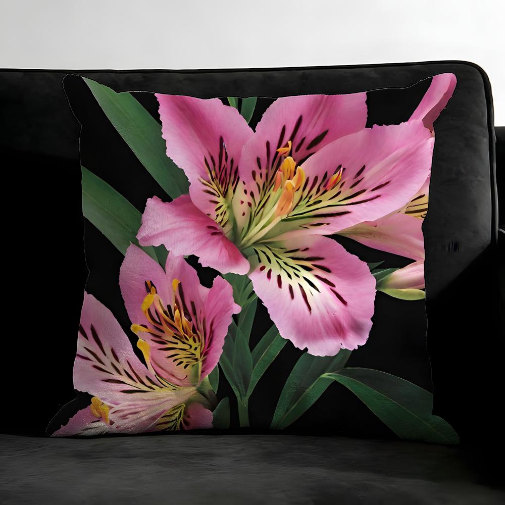 Lily Orchid Flower Fashion Cushion Cover Pillowcase Ultra Soft Skin Friendly Fabric Cloud Like Comfort & Concealed Zipper