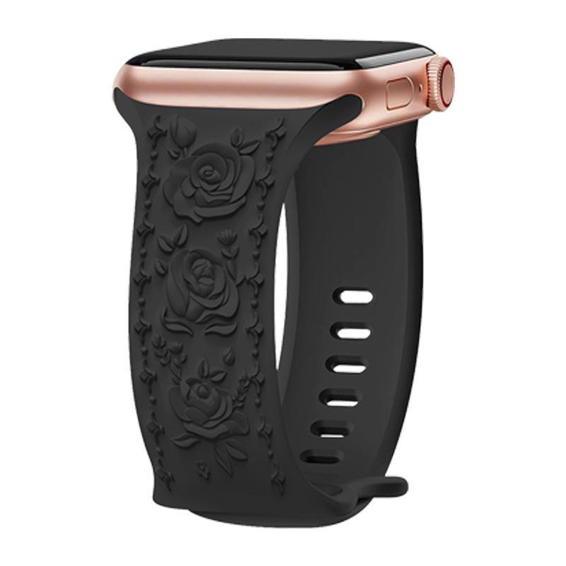 

Спортивный ремешок с тиснением Big Rose для Apple Watch (Серии 1-9) 42# чёрный