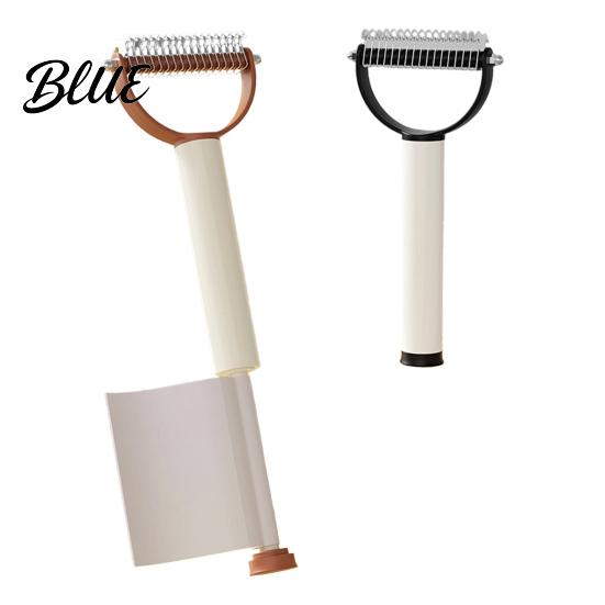 Dog Grooming Comb Pet Detangling Comb Dual-Sided Dematting Tool Safe Undercoat Rake Deshedding Tool Stainless Steel with Sticky Hair Remover