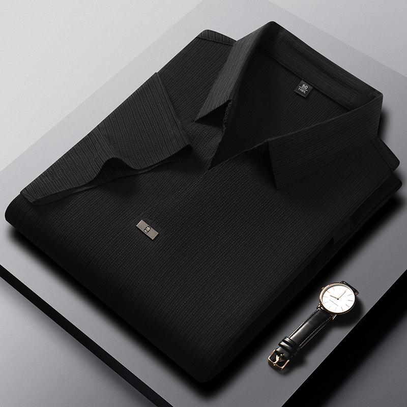 

Премиум Тонкий короткий рукав V-образный вырез Повседневный дышащий приятный для кожи деловой свободный поло рубашка мужская одежда 4XL