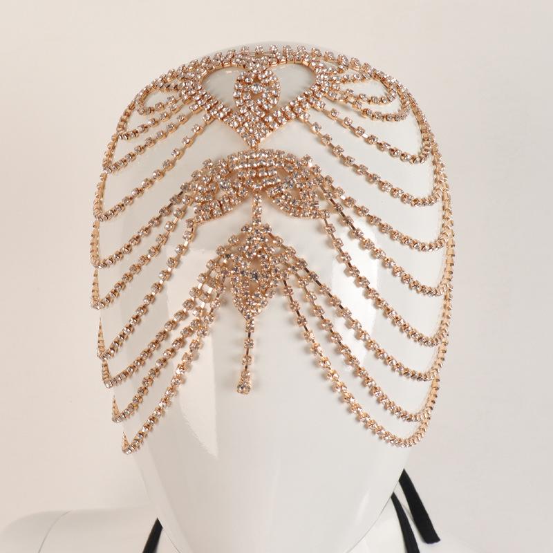 Rhinestone Tassel Hair Chain - Retro European & American Headdress Accessory