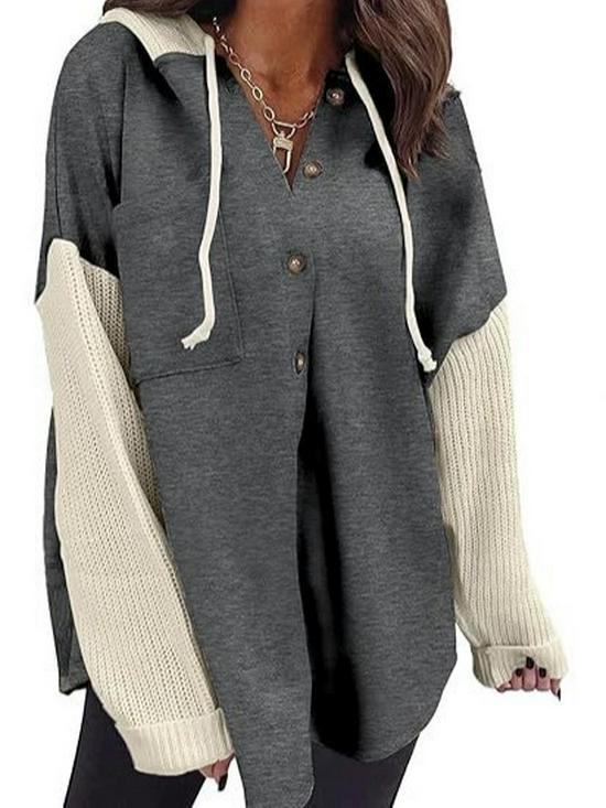 2026 Autumn/Winter European & American Style Loose Casual Button-Up Hooded Sweatshirt