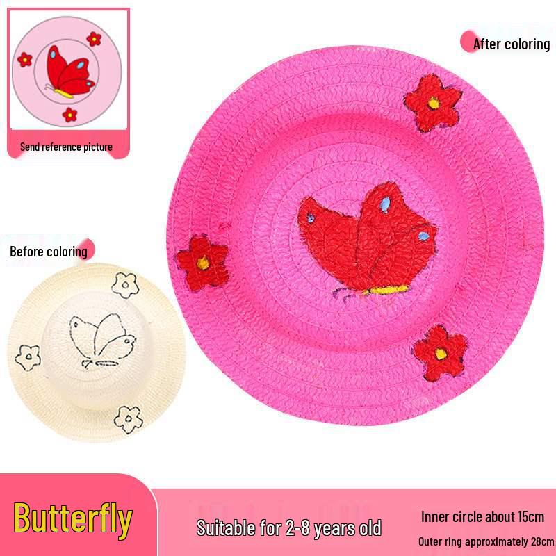 Child's DIY Painted Straw Hat Kit - Creative Art & Coloring for Kindergarten