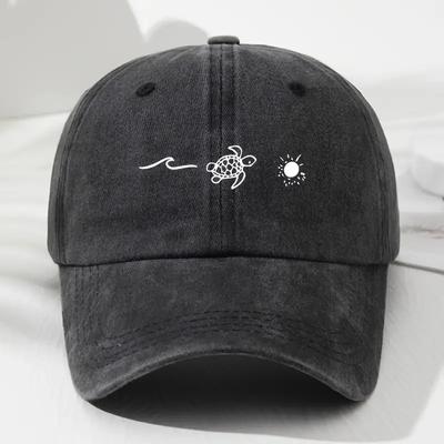 Unisex Adjustable Baseball Cap with Wave Turtle Sun Design Lightweight Breathable and Stylish for Outdoor Activities