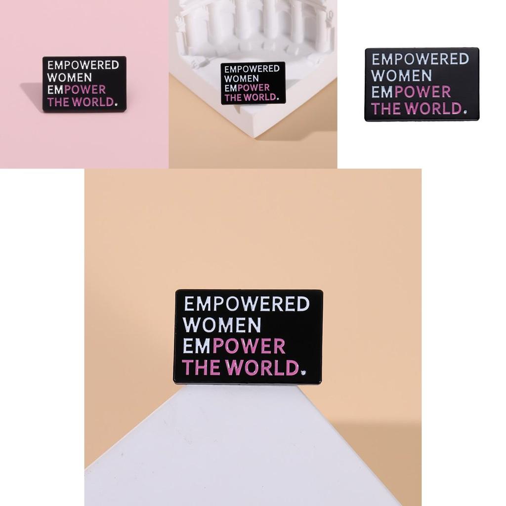 Trendy Cartoon Minimalist Letter Brooch Geometric Square Metal Badge Black Enamel