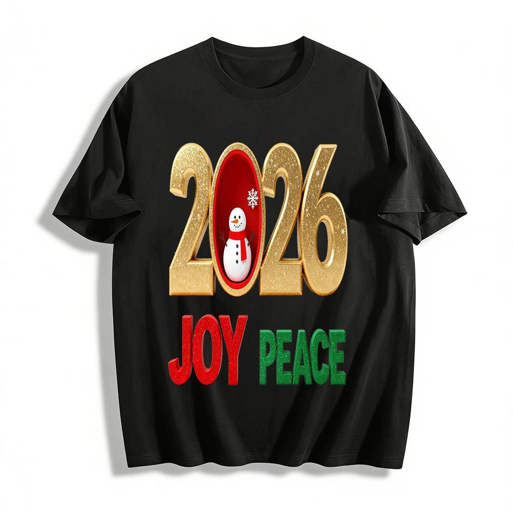 

2026 Christmas Snowman Top Spread Joy And Peace Vibe Pure cotton T-shirt XXS