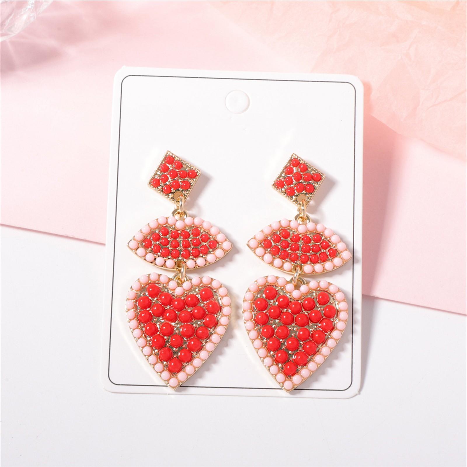 

Женские модные серьги-подвески Love из сплава с бусинами из риса и бриллиантами One Size розовый