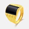 Vietnamese Sand Gold Men's Copper Gold-Plated Ring with Jade Fortune Design