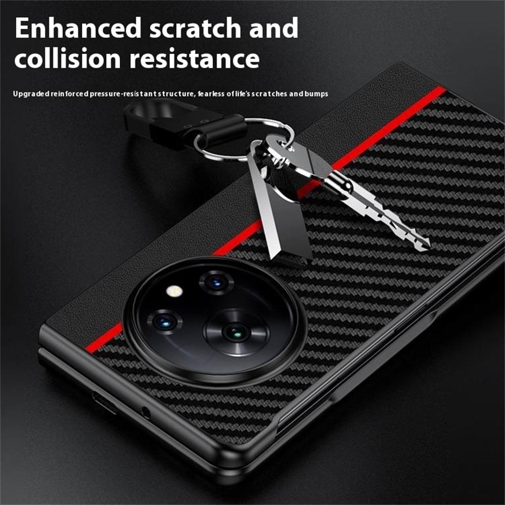 For TECNO Phantom V Fold Case Carbon Fiber Texture Leather + PC Anti-Drop Folding Phone Cover