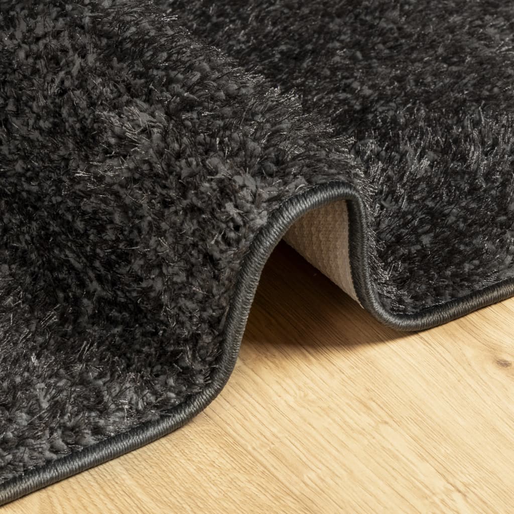 ISTAN High Pile Shiny Rug In Anthracite 120 X 170 Cm