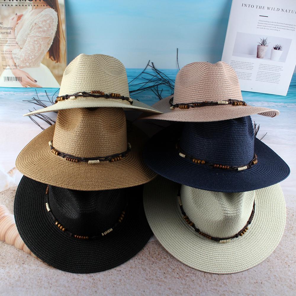Spring and summer new women's straw hat Panama jazz top hat sun hat travel sun protection hat European and American top hat