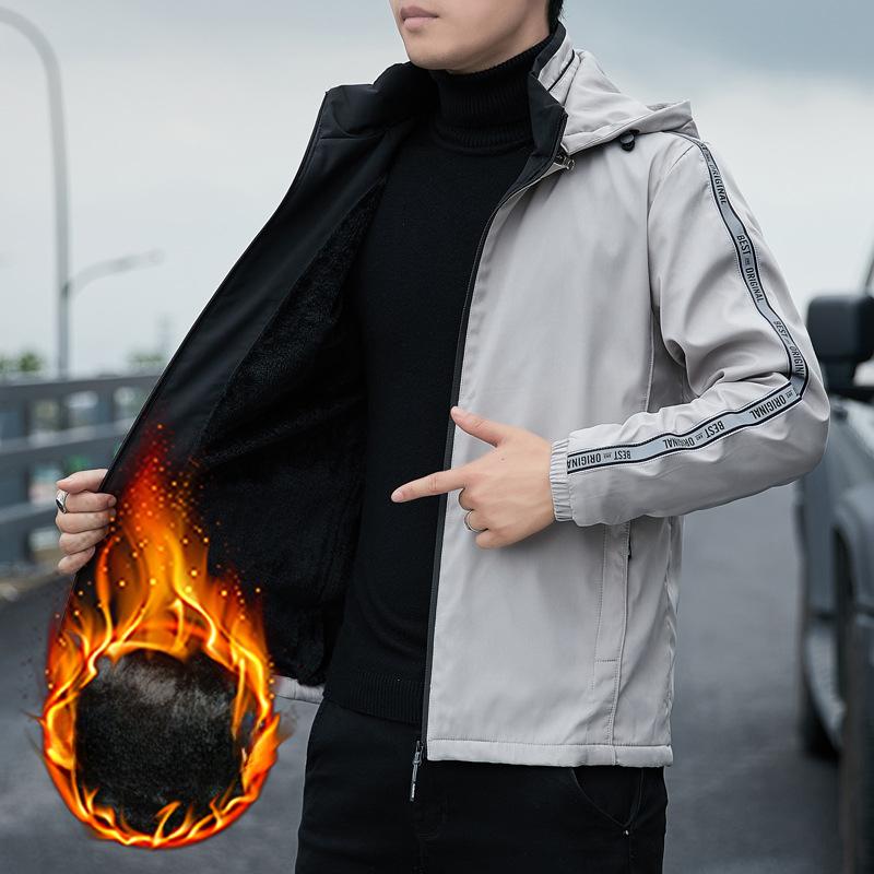 Men's Jacket Autumn and Winter Thickened Velvet Brand Trendy Handsome Casual Tops Young Men's Clothing