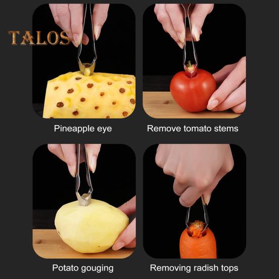 2Pcs Pineapple Eye Remover Stainless Steel Cutter Strawberry Stem Remover Ergonomic Design Rust-Resistant Tool for Kitchen Cafe Bakery