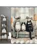 Cartoon Cute Kitten Shower Curtain, Bathroom Decorative Shower Curtain, Waterproof Shower Curtain With Hooks