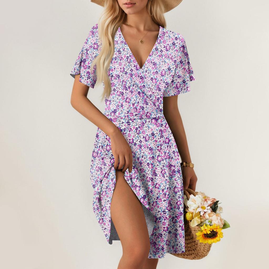 Dámské letní šaty Volné Plážové Dovolenkové Ležérní Hluboký Výstřih do V Vesta Šaty Elegantní Košilové Šaty