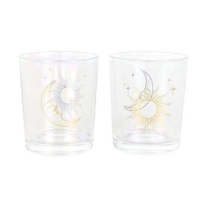 Iridescent Sun & Moon Face Votive Candle Holder (Pack of 2)