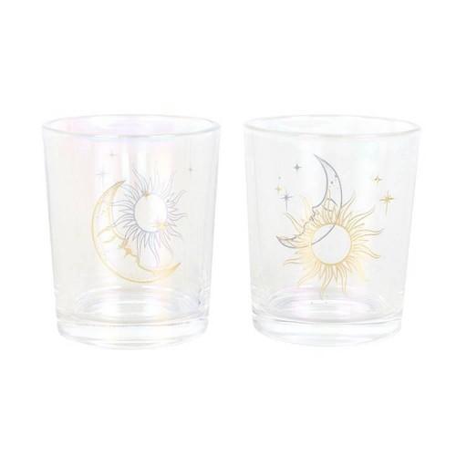 Something Different Iridescent Sun & Moon Face Votive Candle Holder (Pack of 2)