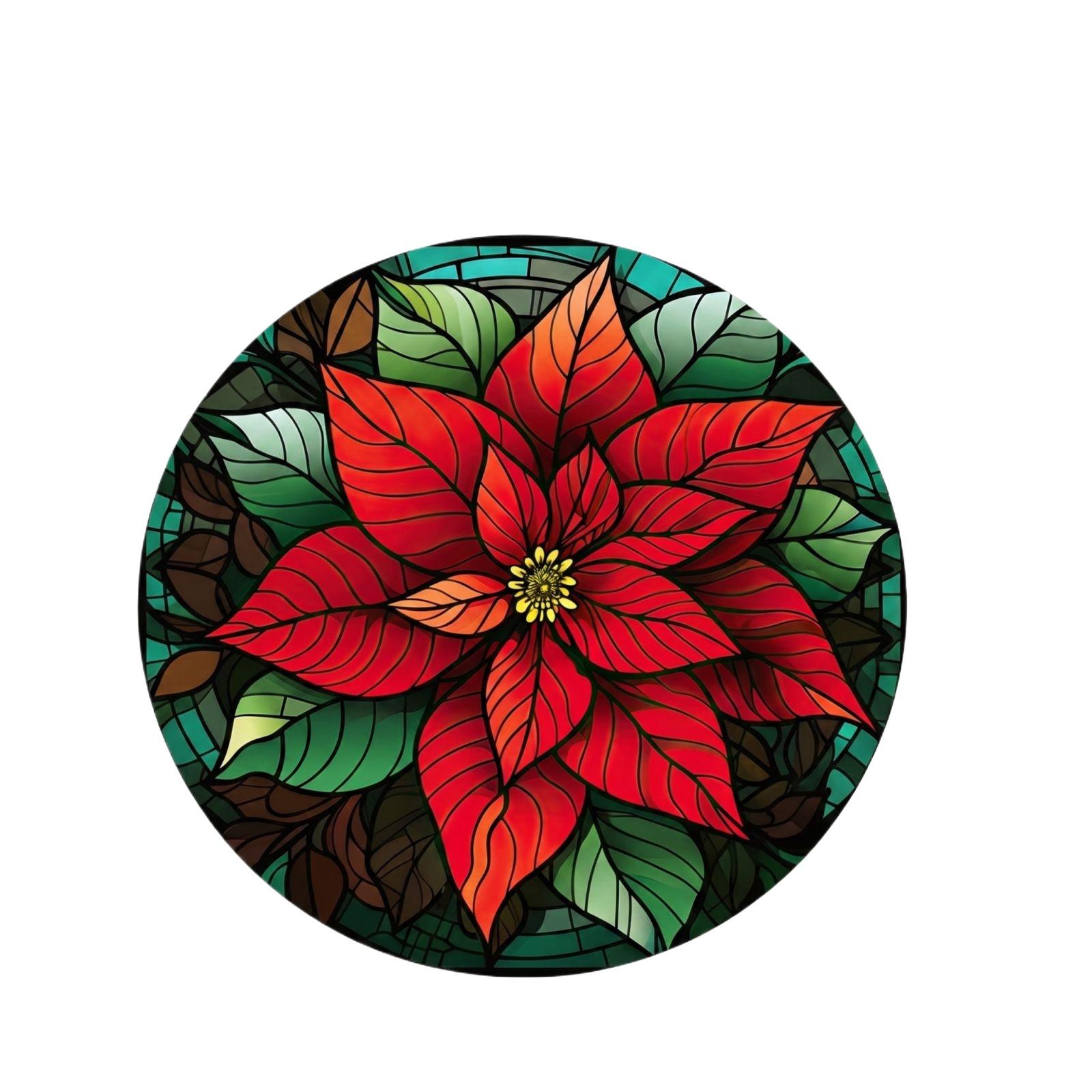 

Acrylic Hanging Ornament Stained Glass Style Floral Design Decorative Window Suncatcher Indoor Outdoor Use Circular Shape One Size