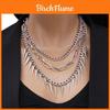 Style Multilayer Steel Necklace For Men And Women With Geometric Pendant